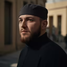 a young man wearing a black cap and a black shirt