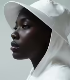 a close up of a person wearing a hat