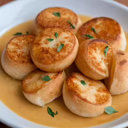 food is served in a white bowl on a table