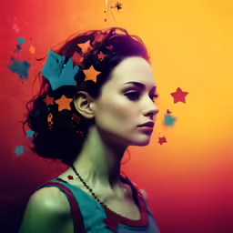 a woman with stars in her hair