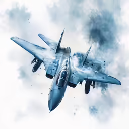 an airplane flying in the sky in clouds
