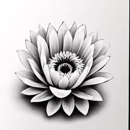 a flower that is drawn in black and white