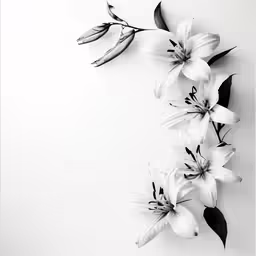 a group of white lilies arranged in a row