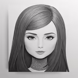 a drawing of a girl with long hair