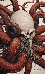 a drawing of an alien with headphones and tentacles