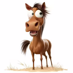 an animated horse with two eyes and long hair