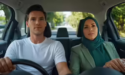 an image of a couple driving in a car