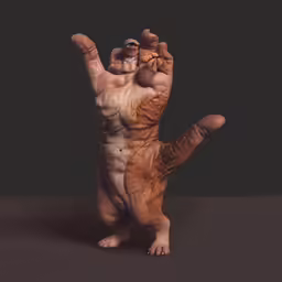 an animal that is standing up with its arms raised
