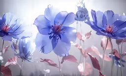 some pretty blue flowers next to each other