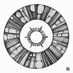 the circular pattern in the picture is drawn with pencils