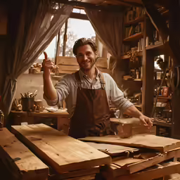 a man making some kind of wooden block