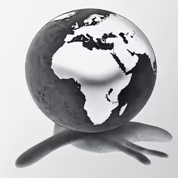a white ball that has a drawing of a map on it