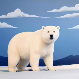there is a white polar bear standing on the snow