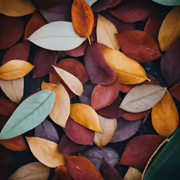 leaves on a ground with their colors changing