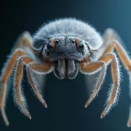 close up view of a spider looking down