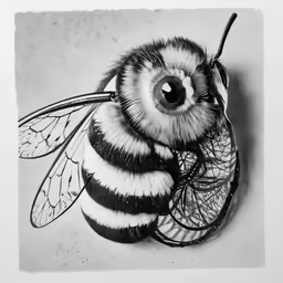 a drawing of a bee with wings on it