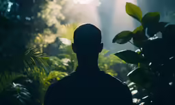 a man that is standing in the dark