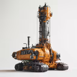 a yellow and black machine with a white background