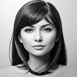 black and white photograph of a woman with dark hair