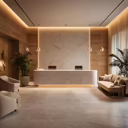 an elegant lobby features high chairs and a bar