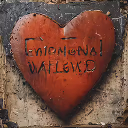 the stone is covered with graffiti in the shape of a heart