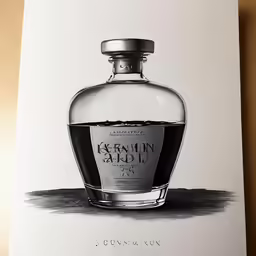 a drawing of a bottle on a white paper