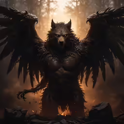 an illustration of a demon that appears to be looking at the camera