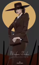 an image of a woman wearing a suit and hat