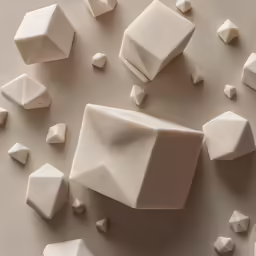a collection of small white objects laying on a white surface