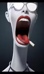 the model is very attractive and shows her tongue