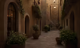 the outside walkway leads to a large hallway