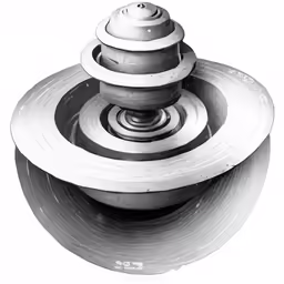 a round fountain with two large cylindrical bases