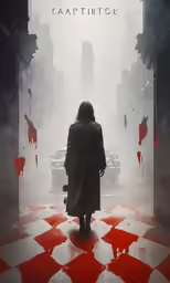 a movie poster of a woman standing in front of a car