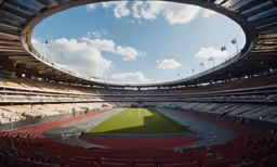 a wide view of an empty sports stadium
