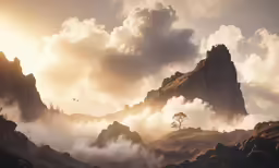 a sky with some clouds near a mountain