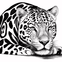 a drawing of a leopard with an intense look