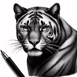 a pencil drawing of a tiger