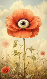 an evil eyeball in the center of a flower