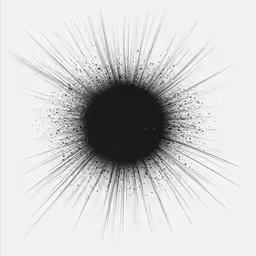 the center of the starburst, drawn by an ink dot