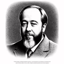 a black and white photo of a man with a long beard