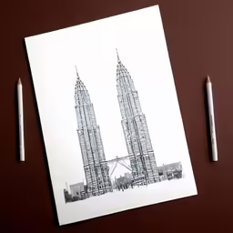 drawing a drawing of two tall buildings
