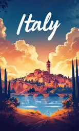 an animated illustration of the city of italy