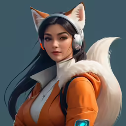 a girl with headphones on her ears