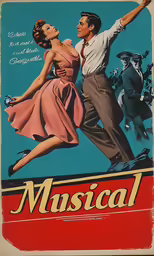 an old movie poster of a couple dancing
