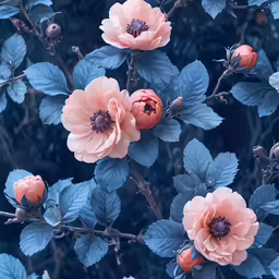 some pretty pink flowers that are on some leaves