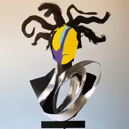 an abstract, colorful portrait of a woman with long hair