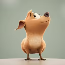a cartoon dog sitting down looking up at something