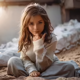 an image of a beautiful woman laying on the sand