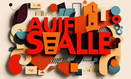 an orange and red text that reads sale
