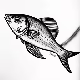 a fish is in flight drawn on a sheet of paper